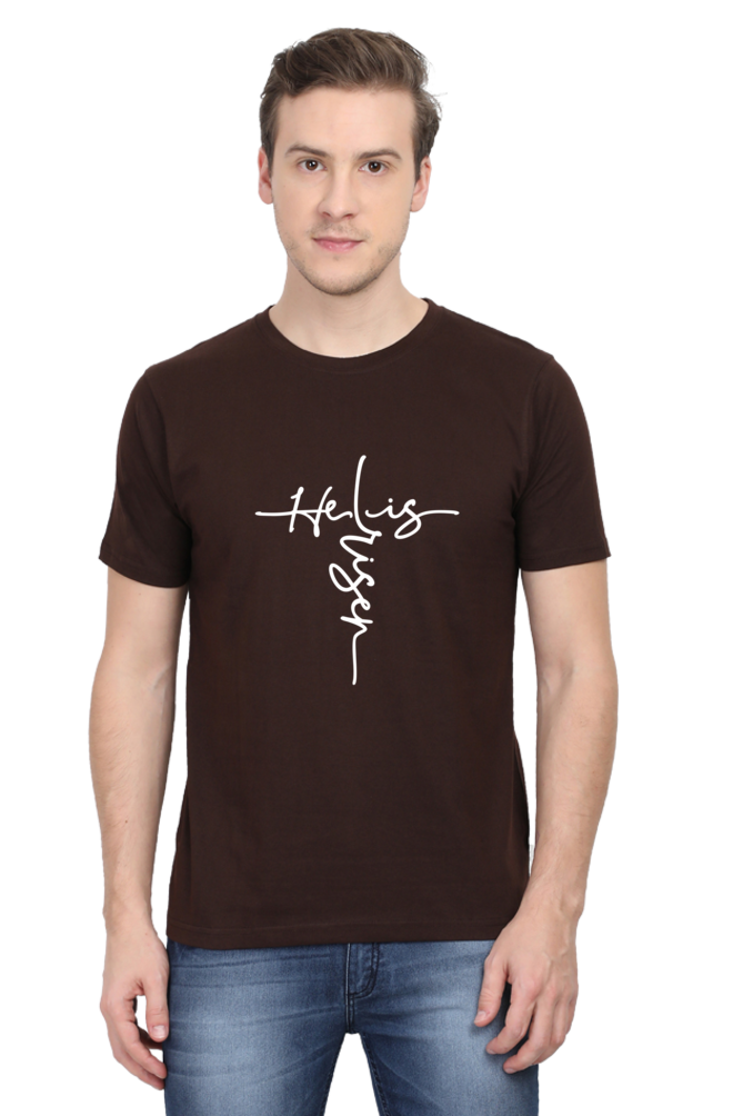 He Is Risen: Christian Faith Inspirational Men Round Neck, Short-Sleeve Tee