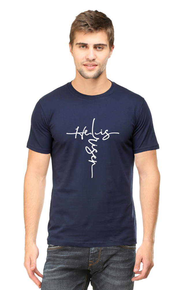 He Is Risen: Christian Faith Inspirational Men Round Neck, Short-Sleeve Tee
