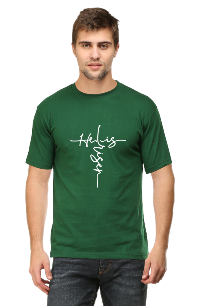 He Is Risen: Christian Faith Inspirational Men Round Neck, Short-Sleeve Tee