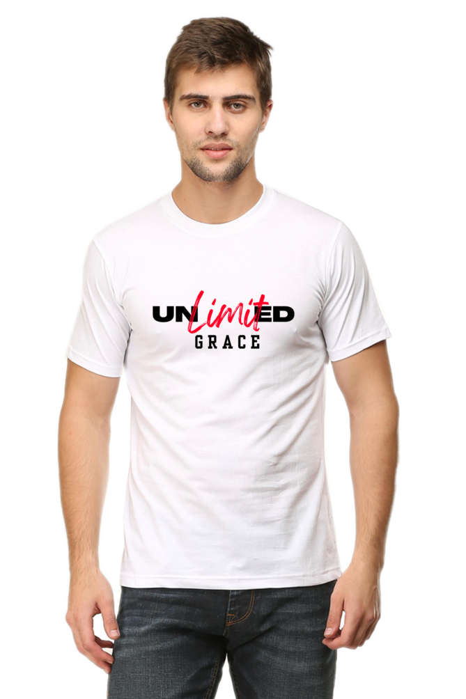 Unlimited Grace: Christian Faith Inspirational Men Round Neck, Short-Sleeve Tee