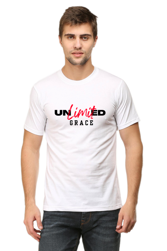 Unlimited Grace: Christian Faith Inspirational Men Round Neck, Short-Sleeve Tee