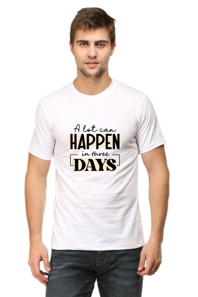 A lot can happen in three days : Christian Faith Inspirational Men Round Neck, Short-Sleeve Tee