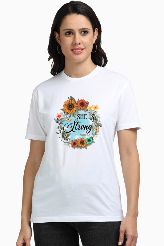 She is Strong - Christian Round neck, short-sleeve tee