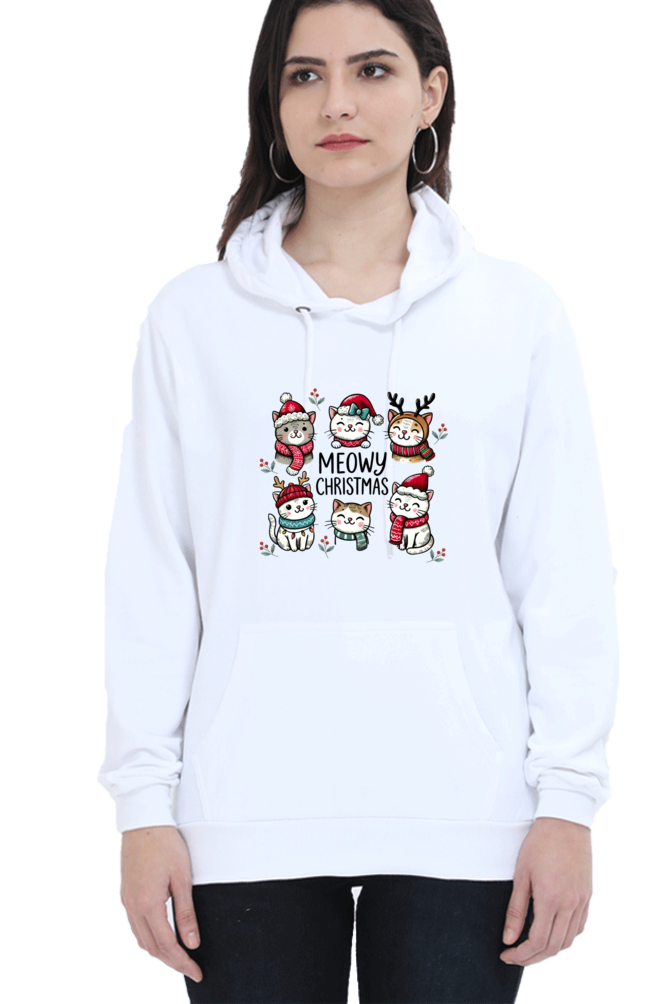 Meowy Christmas - Christmas Cat Themed Unisex Hoodie