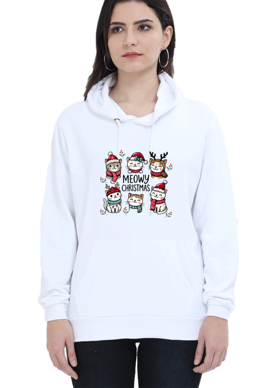 Meowy Christmas - Christmas Cat Themed Unisex Hoodie