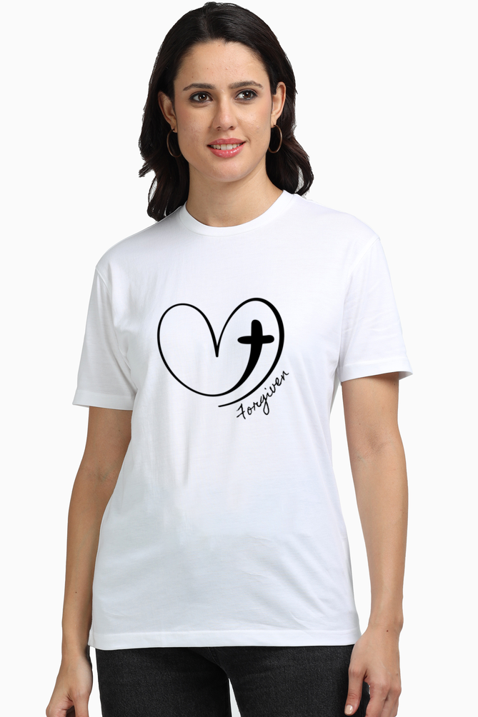 Forgiven -Christian Faith Inspirational Women Round Neck, Short-Sleeve Tee