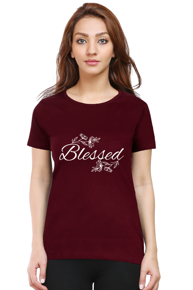 Blessed - Christian Faith Inspirational Women Round Neck, Short-Sleeve Tee