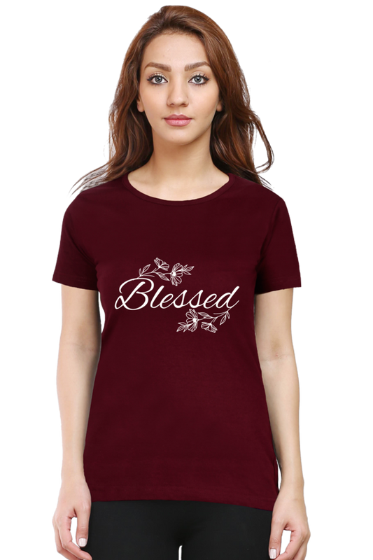 Blessed - Christian Faith Inspirational Women Round Neck, Short-Sleeve Tee