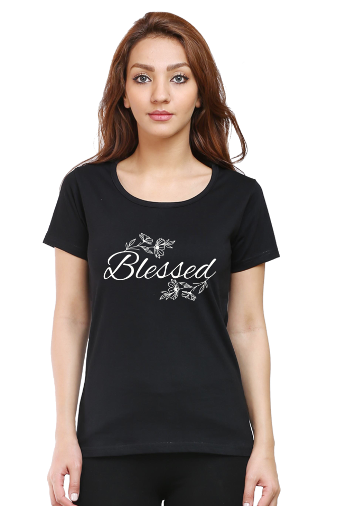 Blessed - Christian Faith Inspirational Women Round Neck, Short-Sleeve Tee