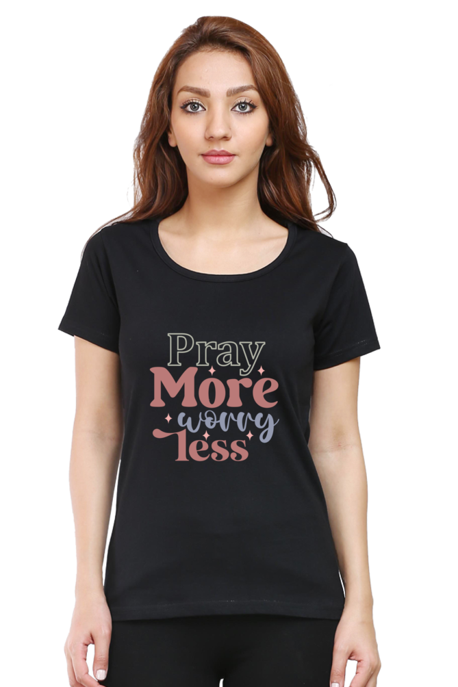 Pray More, Worry Less - Round neck, short-sleeve tee