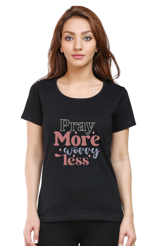 Pray More, Worry Less - Round neck, short-sleeve tee