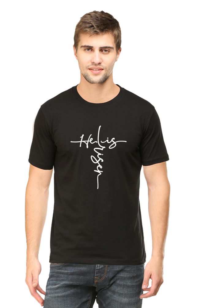 He Is Risen: Christian Faith Inspirational Men Round Neck, Short-Sleeve Tee