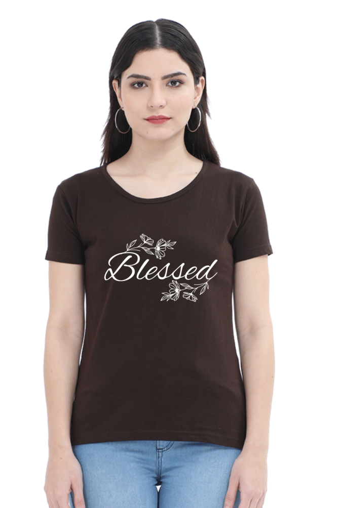 Blessed - Christian Faith Inspirational Women Round Neck, Short-Sleeve Tee