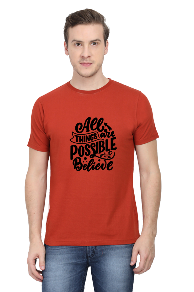 All things are possible : Christian Faith Inspirational Men Round Neck, Short-Sleeve Tee