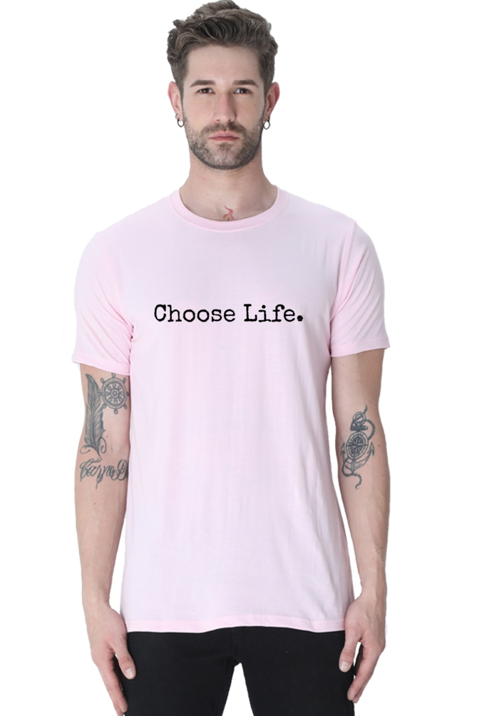 Choose Life: Christian Faith Inspirational Men Round Neck, Short-Sleeve Tee