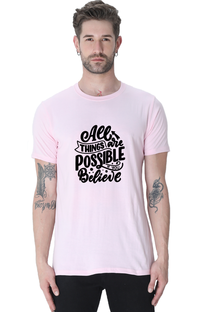 All things are possible : Christian Faith Inspirational Men Round Neck, Short-Sleeve Tee