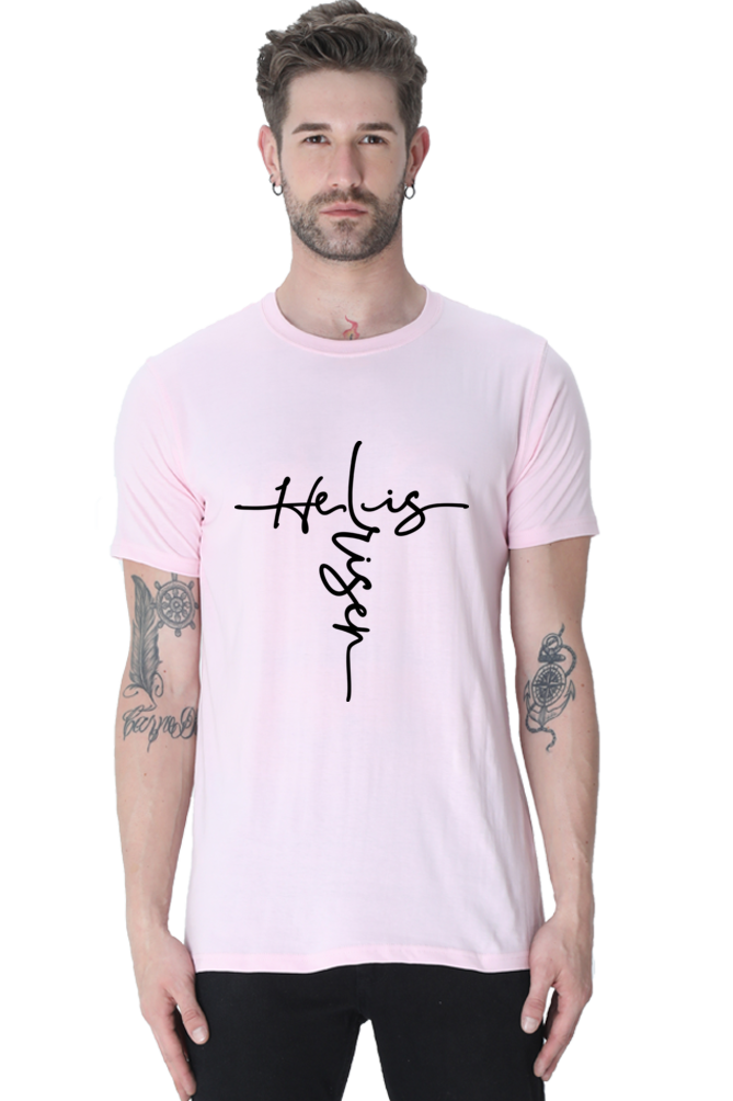 He Is Risen : Christian Faith Inspirational Men Round Neck, Short-Sleeve TShirt