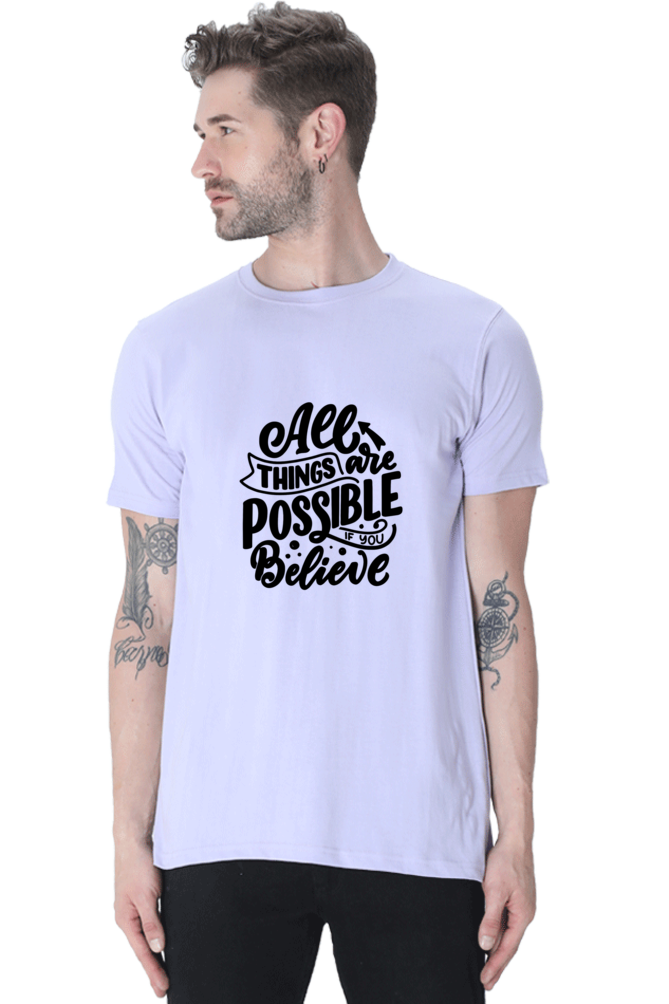 All things are possible : Christian Faith Inspirational Men Round Neck, Short-Sleeve Tee