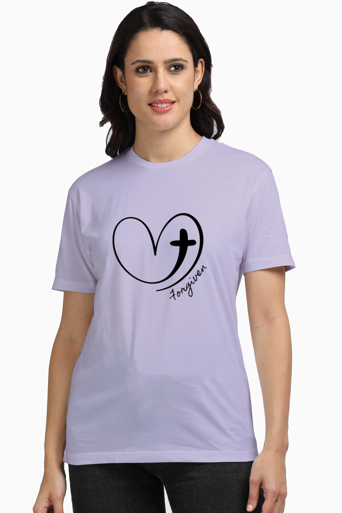 Forgiven -Christian Faith Inspirational Women Round Neck, Short-Sleeve Tee