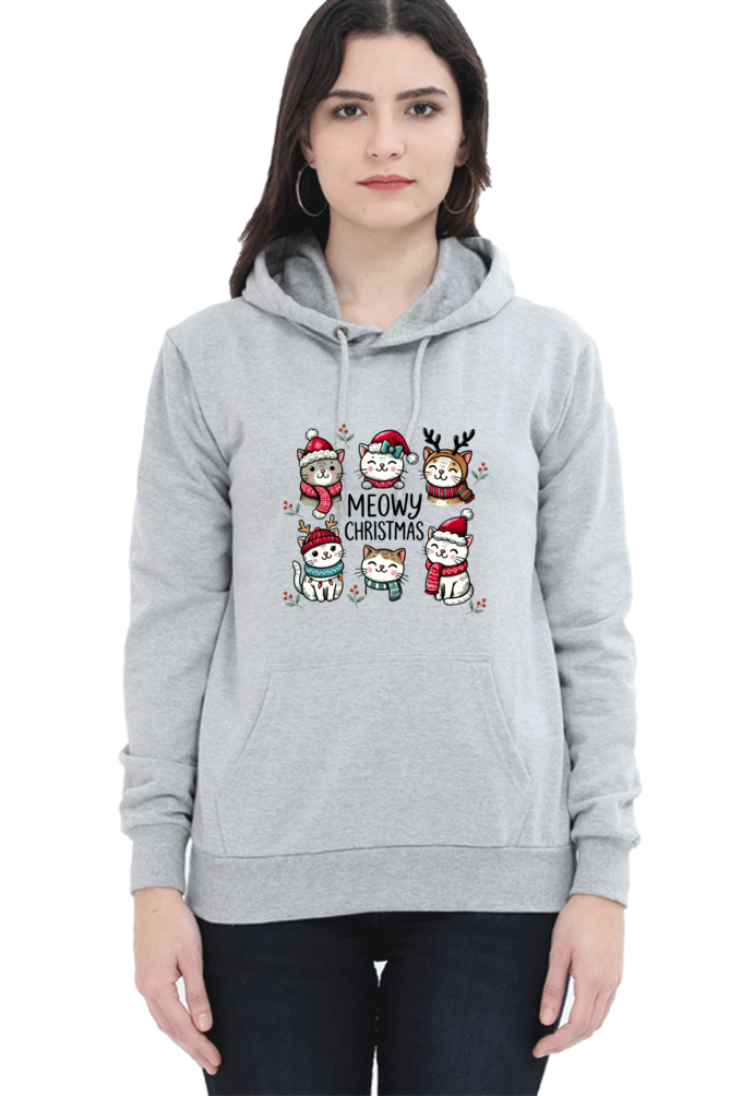 Meowy Christmas - Christmas Cat Themed Unisex Hoodie