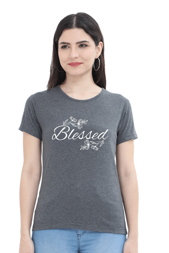 Blessed - Christian Faith Inspirational Women Round Neck, Short-Sleeve Tee