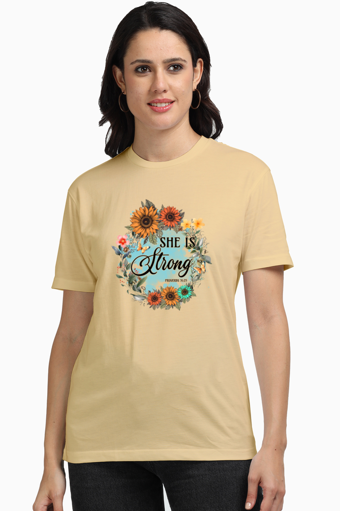 She is Strong - Christian Round neck, short-sleeve tee