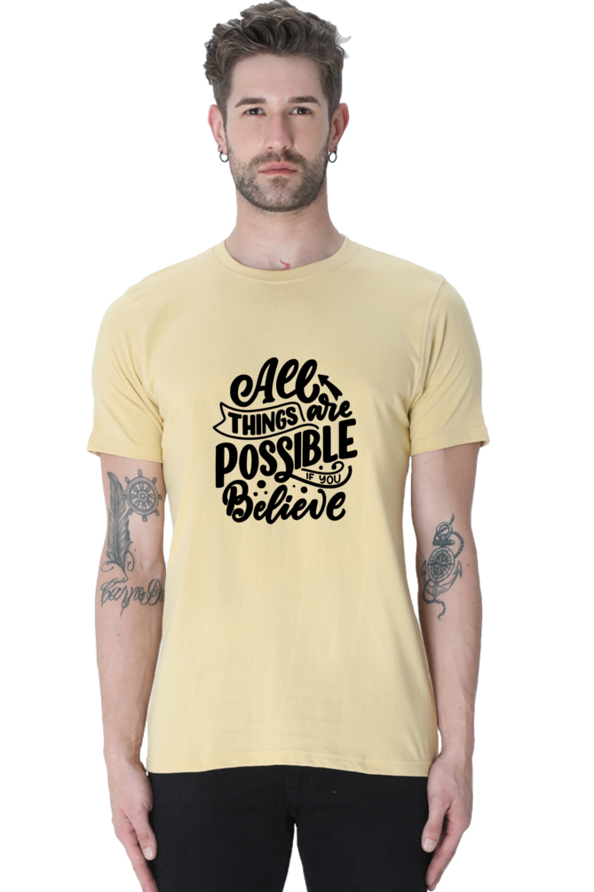 All things are possible : Christian Faith Inspirational Men Round Neck, Short-Sleeve Tee